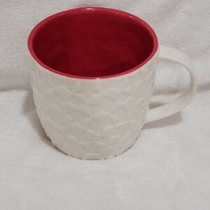 Starbucks White Star Mosaic Embossed 2011 Coffee Mug Bone China